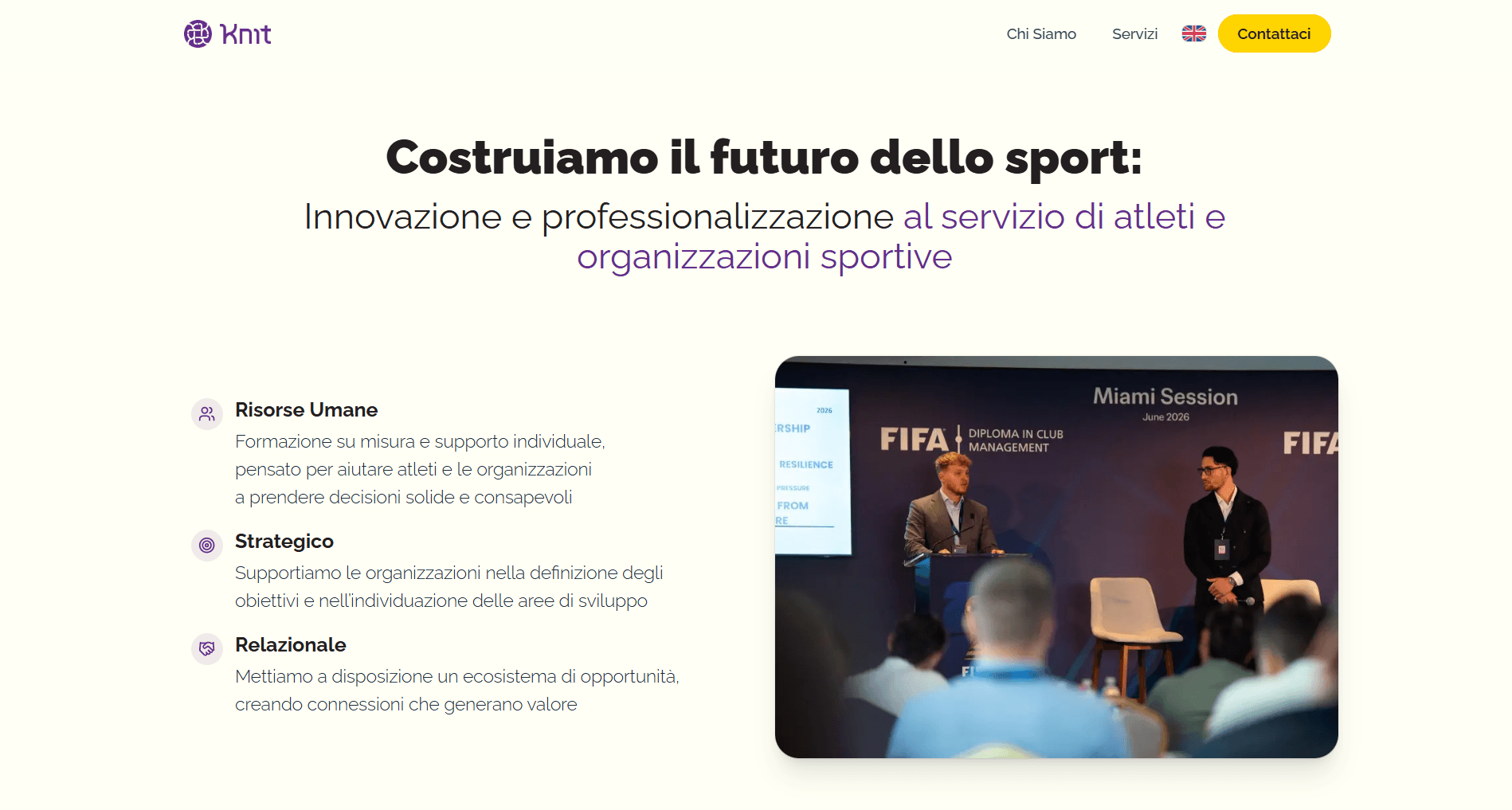 Sito di Knit, consulenza e formazione per atleti e organizzazioni sportive